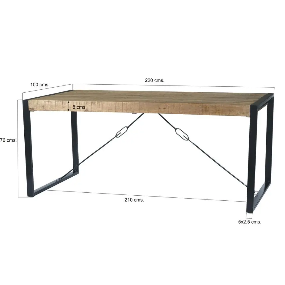 Livingfurn - Eetkamertafel Nairobi - U-Poten - Mangohout - 220x100 cm