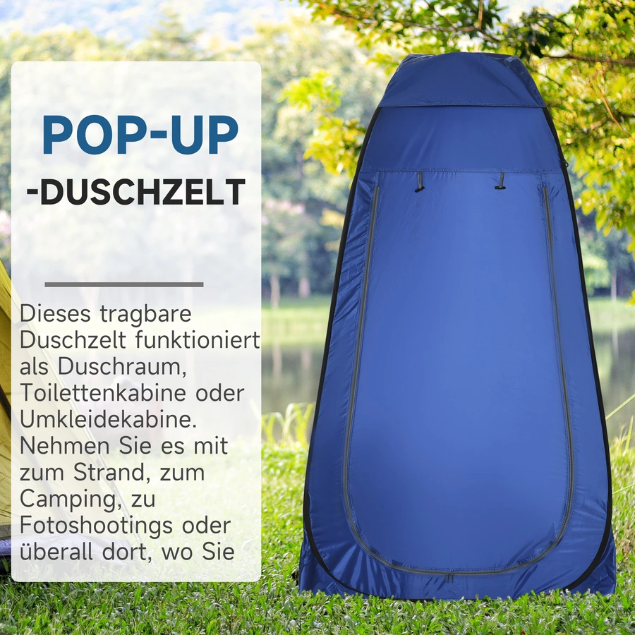 Outsunny Pop-Up Duschzelt mit Innentasche dunkelblau