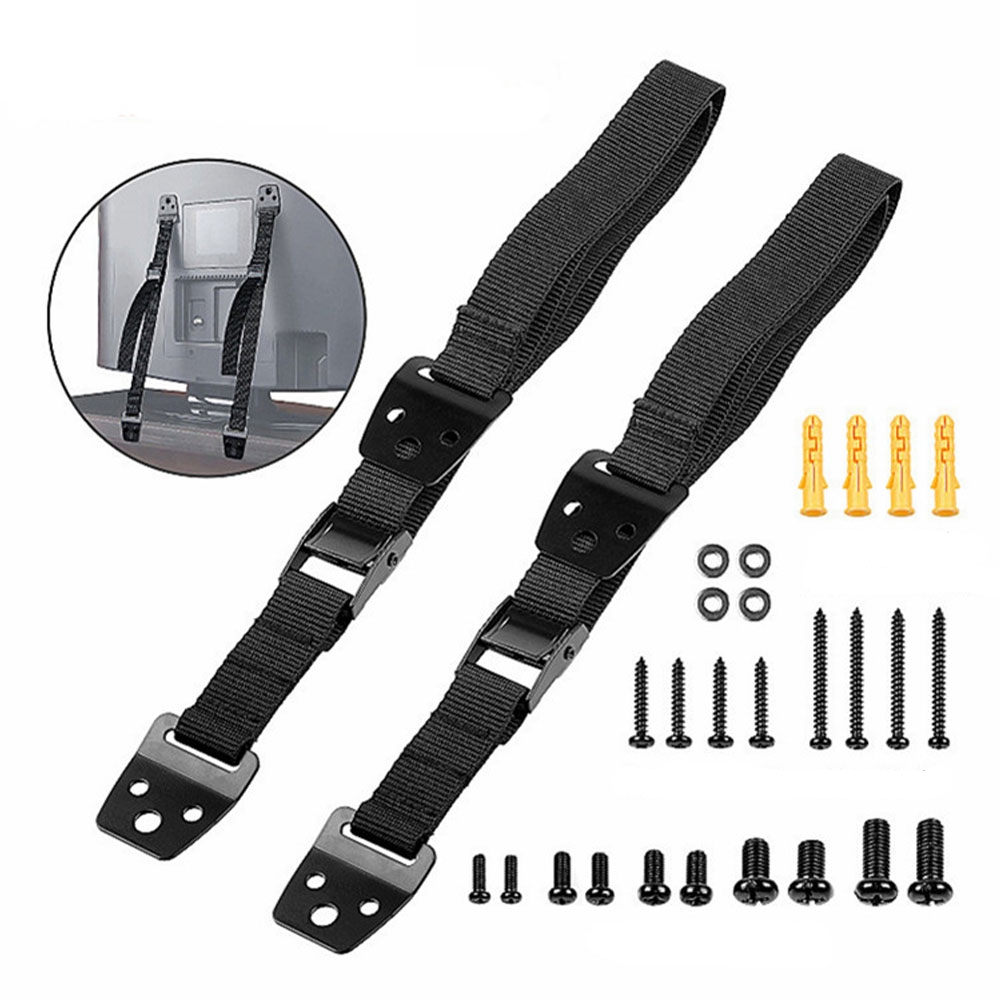 (2er Set) 22-97cm Kippsicherung Kinder Nylon Sicherheitsgurt für TV / Möbel / Schränke Verstellbar   Montagekit