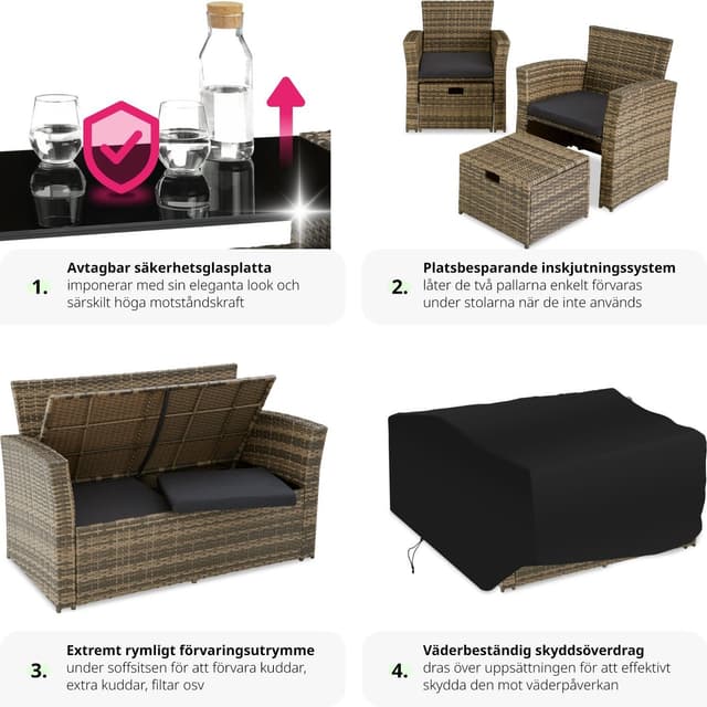 Polyrattan havemøbelsæt Modena med overtræk