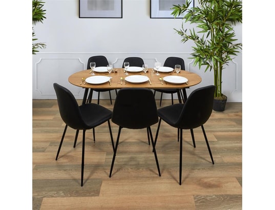 TOILINUX - Table de salle à manger Table extensible ovale pour 4 à 6 personnes effet bois - l....
