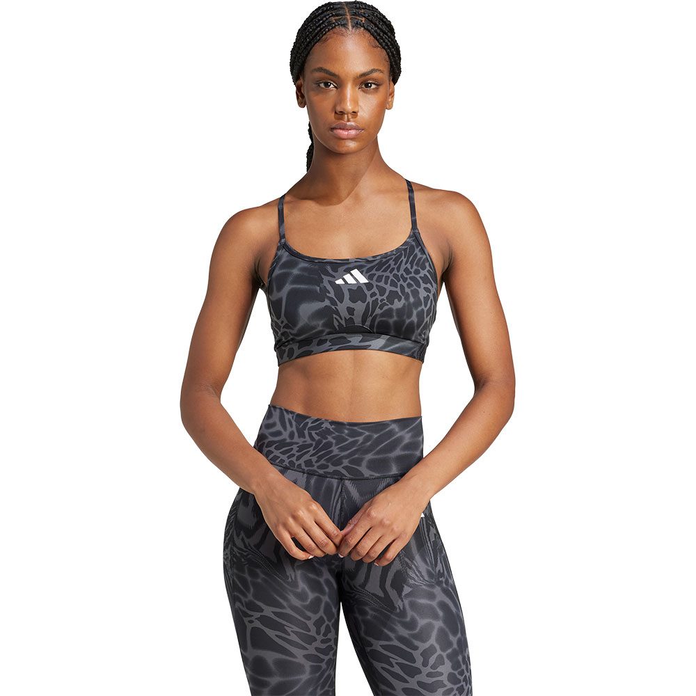 adidas Aeroreact Training Light Support 3-Streifen Sport-BH Damen black
