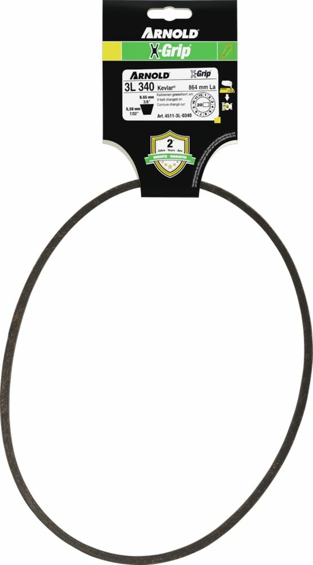 Courroie trapézoïdale x-grip v de type 3l340