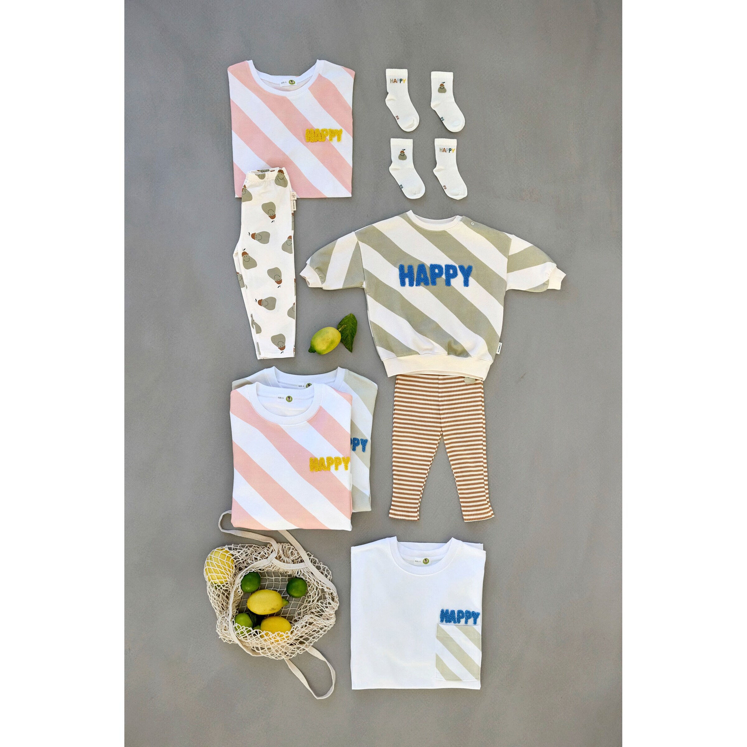 Lässig Sweatshirt Streifen Happy Little Gang natur/mint