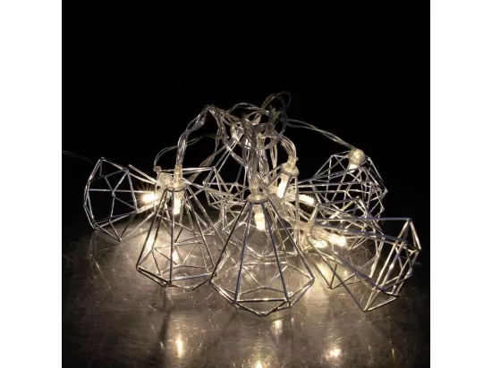 Guirlande lumineuse diamants en métal 10 leds (Lot de 2)