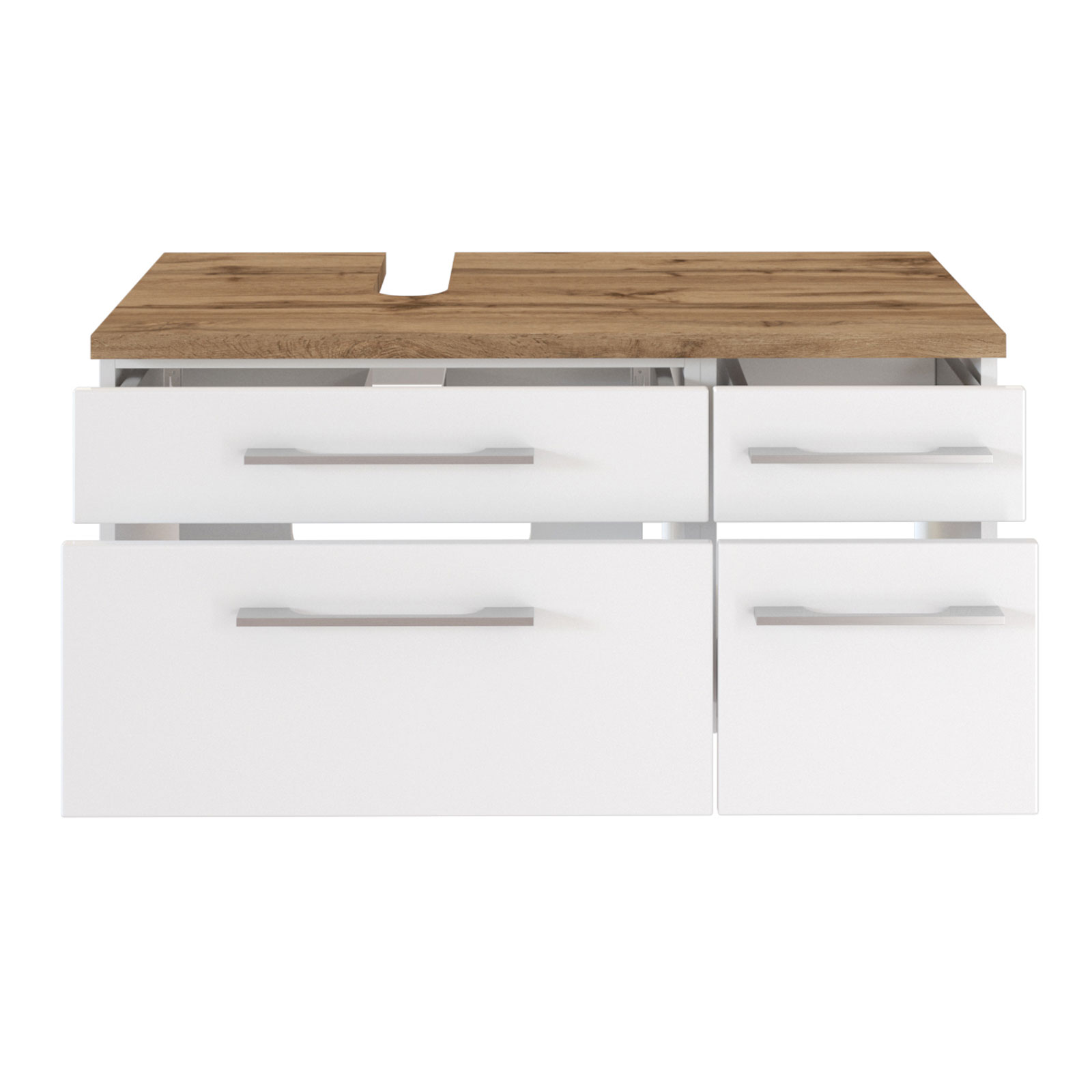 3-teiliges Badmöbel-SetDAVOS - weiß - 90 cm breit - Becken links