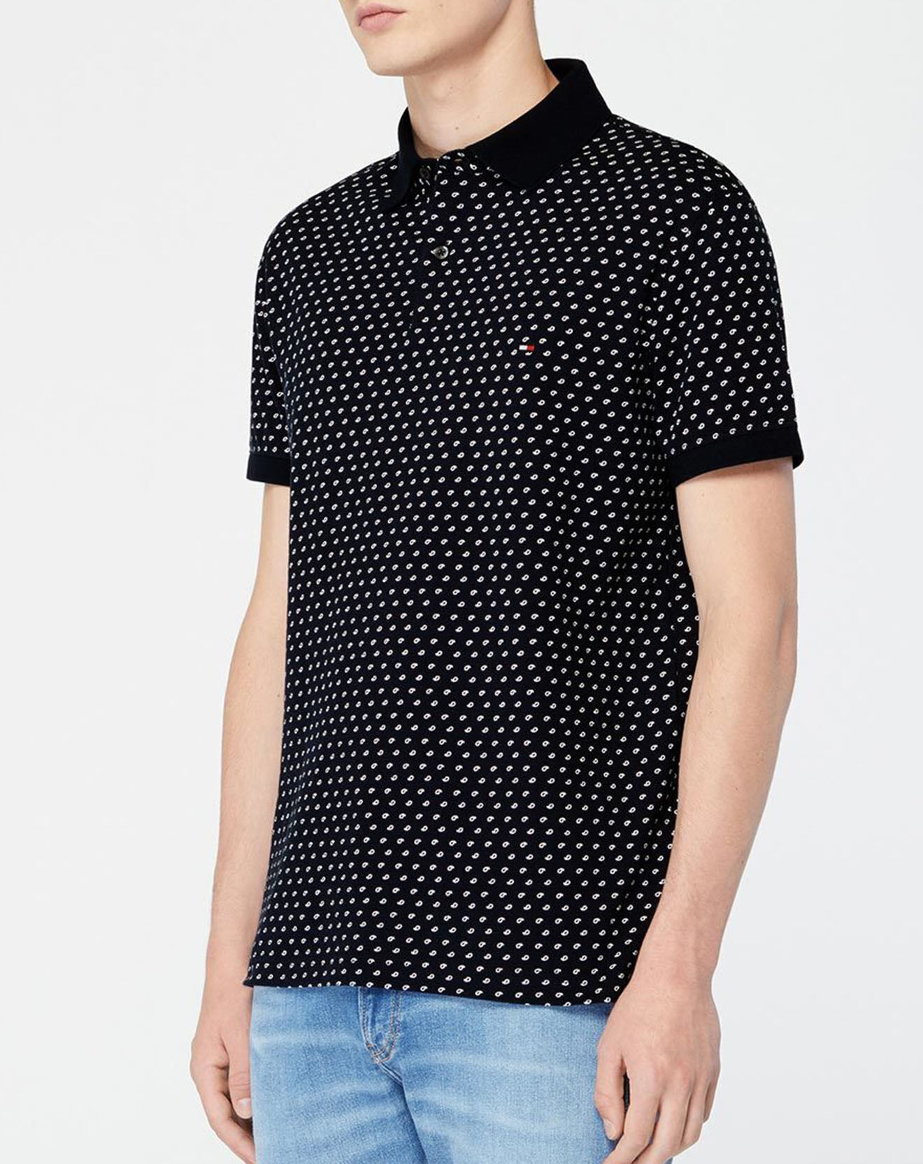 Tommy Hilfiger Polo slim micro imprimé bleu nuit