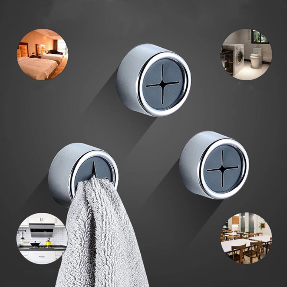 (3er Set) Selbstklebende Wand Halterung Handtuch Klemme Geschirrtuch Aufhänger - Silber / Grau