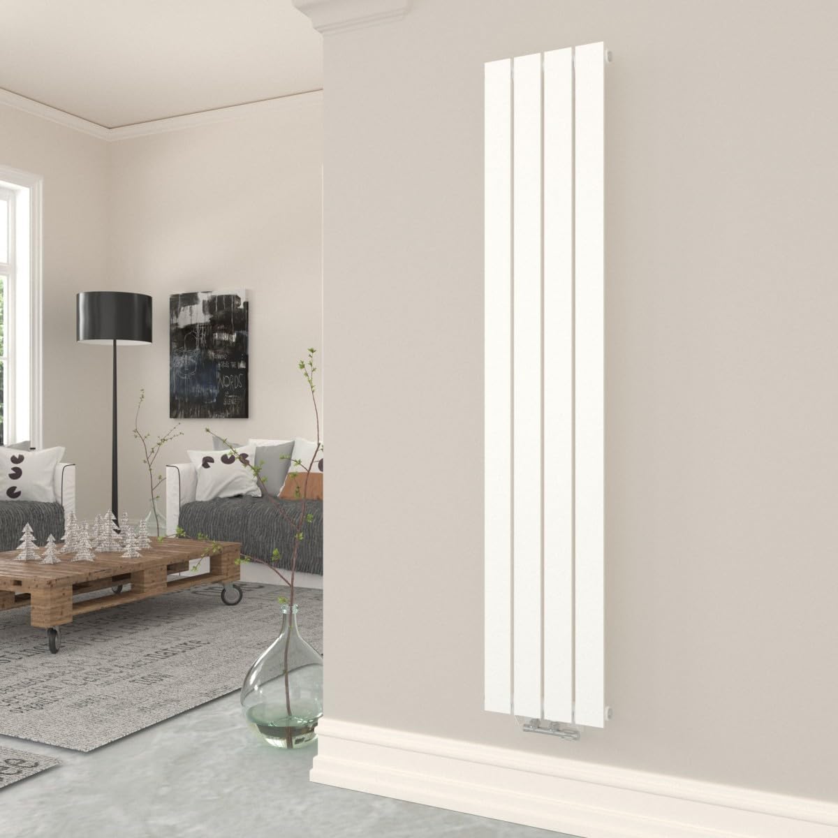 T&K Heizkörper Flach 1800x308mm Weiß Einlagig Design Heizkörper, Vertikal Moderne Paneelheizkörper Badheizkörper Für Mittelanschluss Heizung
