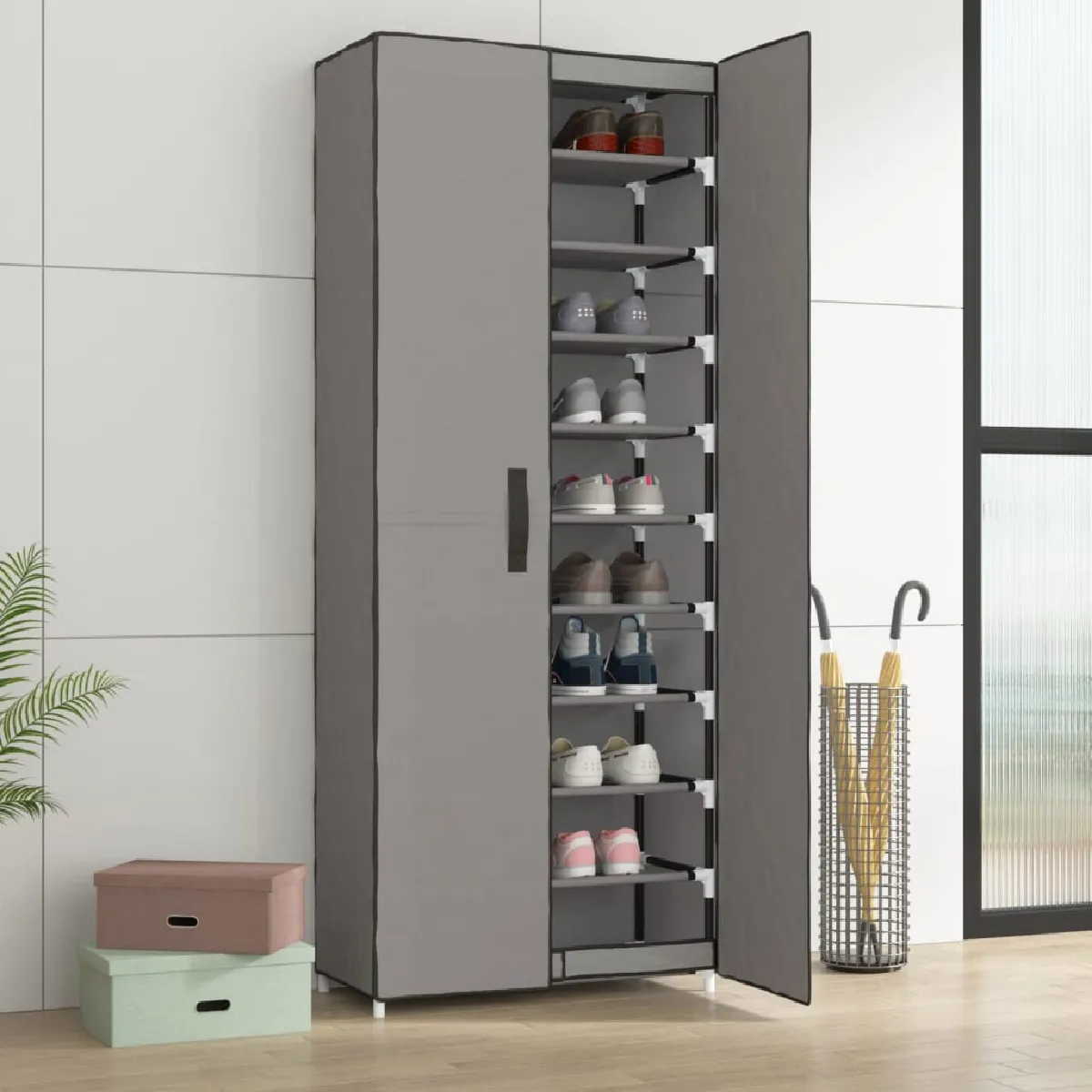 VIDAXL Armoire à chaussures - Gris