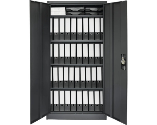 Metalen kast, multifunctionele kast, universele kast, archiefkast, 80 x 168 x 40 cm, 2 deuren, 4 legplanken, antraciet