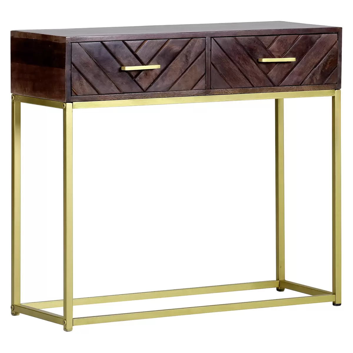 Konsolentisch Fishbone braun,gold