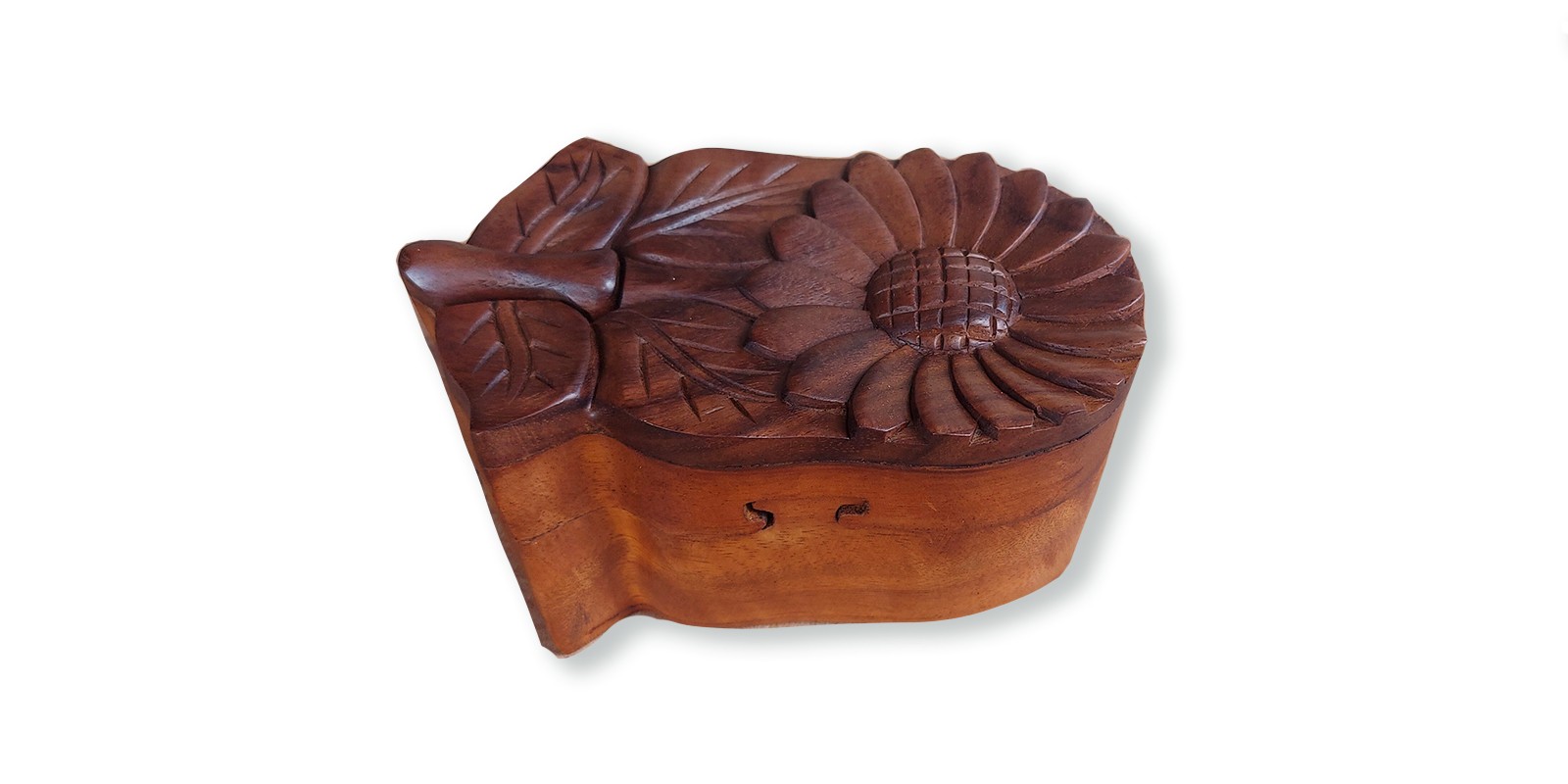 Secret Box 'Sun Flower', Suarholz, T 14 cm, B 8 cm, H 6,5 cm von fischer's lagerhaus