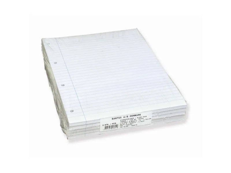 Blok A4 Bantex standard, linjeret, hullet - (5 stk.)