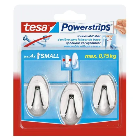 tesa Powerstrips Haken silber