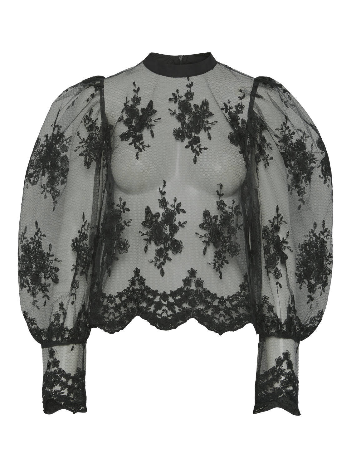 Y.A.S kanten top zwart