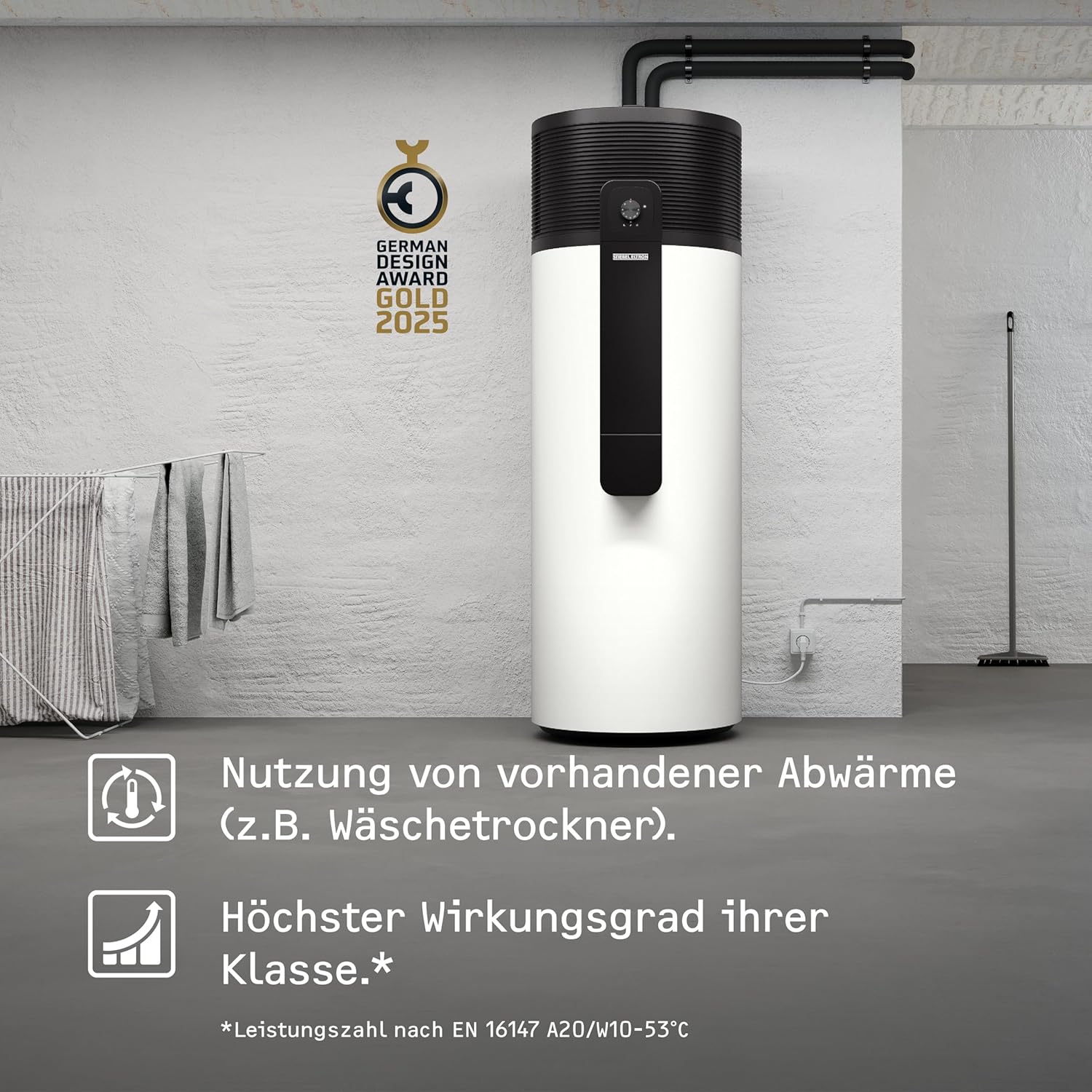 STIEBEL ELTRON Wärmepumpe Warmwasser WWK-I 300 Plus, mit Stecker 230V, 300 Liter, intuitive Bedienung, serienmäßige Schnittstelle für Photovoltaik-Anlagen, Energieklasse A++ (Profil XL), 204481