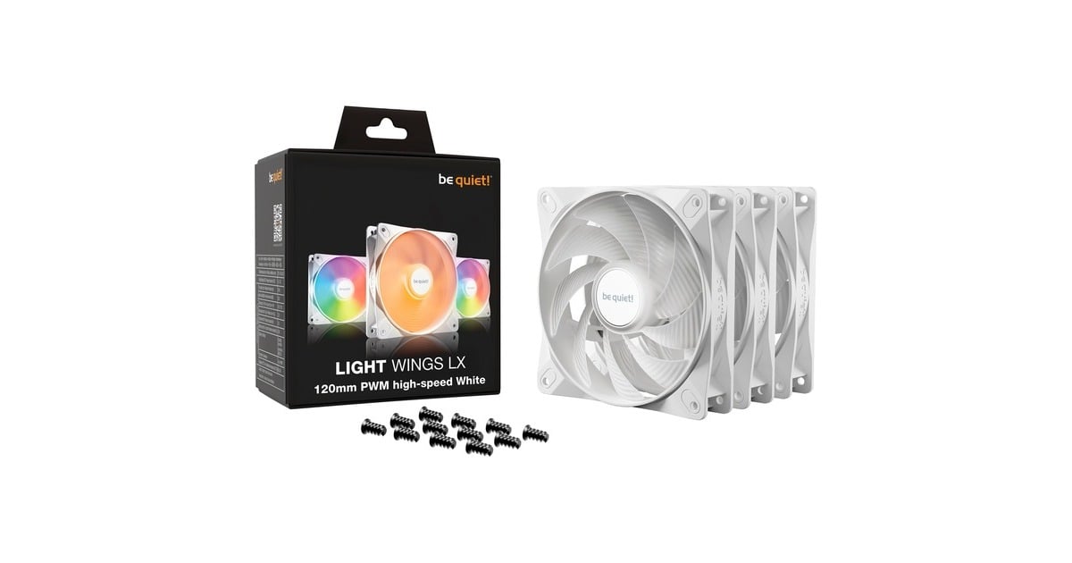 be quiet!Light Wings LX PWM high-speed RGB case fans  (Wit, 3 stuks, 120 x 120 x 25 mm)