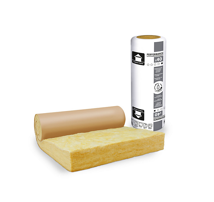 Rouleau laine de verre kraft Supralaine - 1,2 x 5,4 m ép.200 mm R. 5 m²K/W (vendu au rouleau)