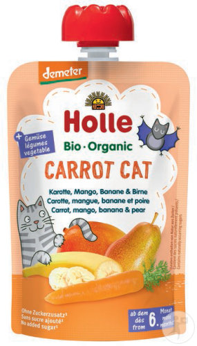 Holle Carrot Cat Gourde Carotte/Mangue/Banane/Poire Dès 6 Mois Bio 100g