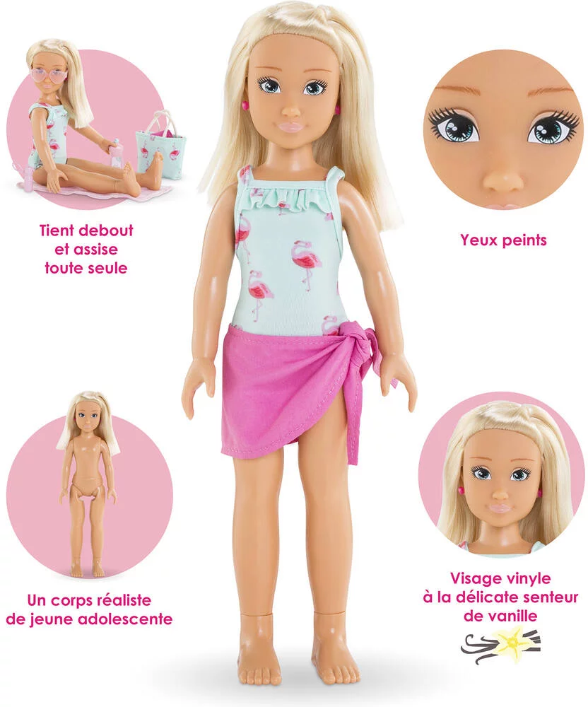 COROLLE GIRLS - POUPEE - COFFRET VALENTINE A LA PLAGE - COROLLE VETEMENTS 28 CM