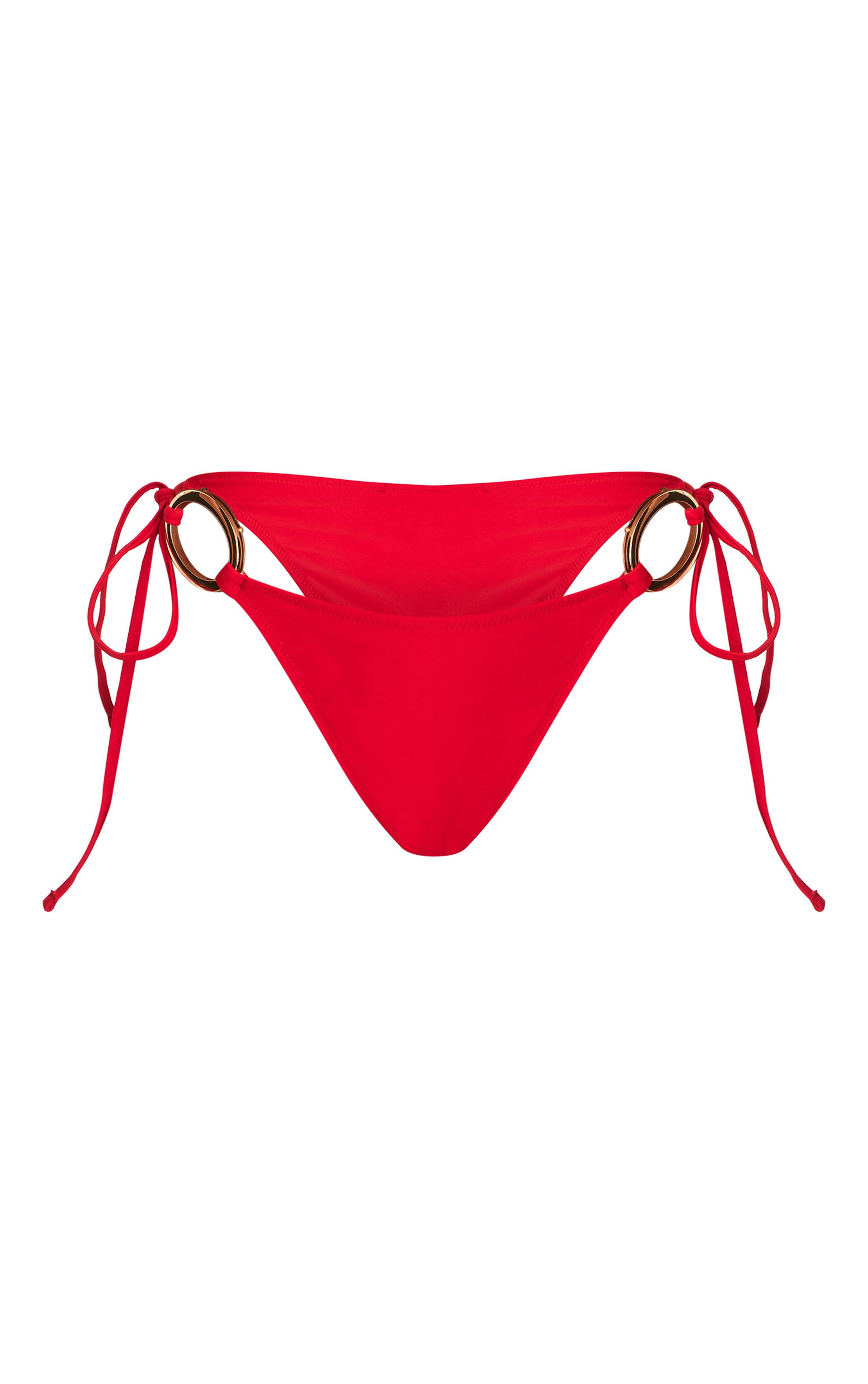 Rouge Bas De Bikini À Nouer Sur Les Côtés Avec Anneaux