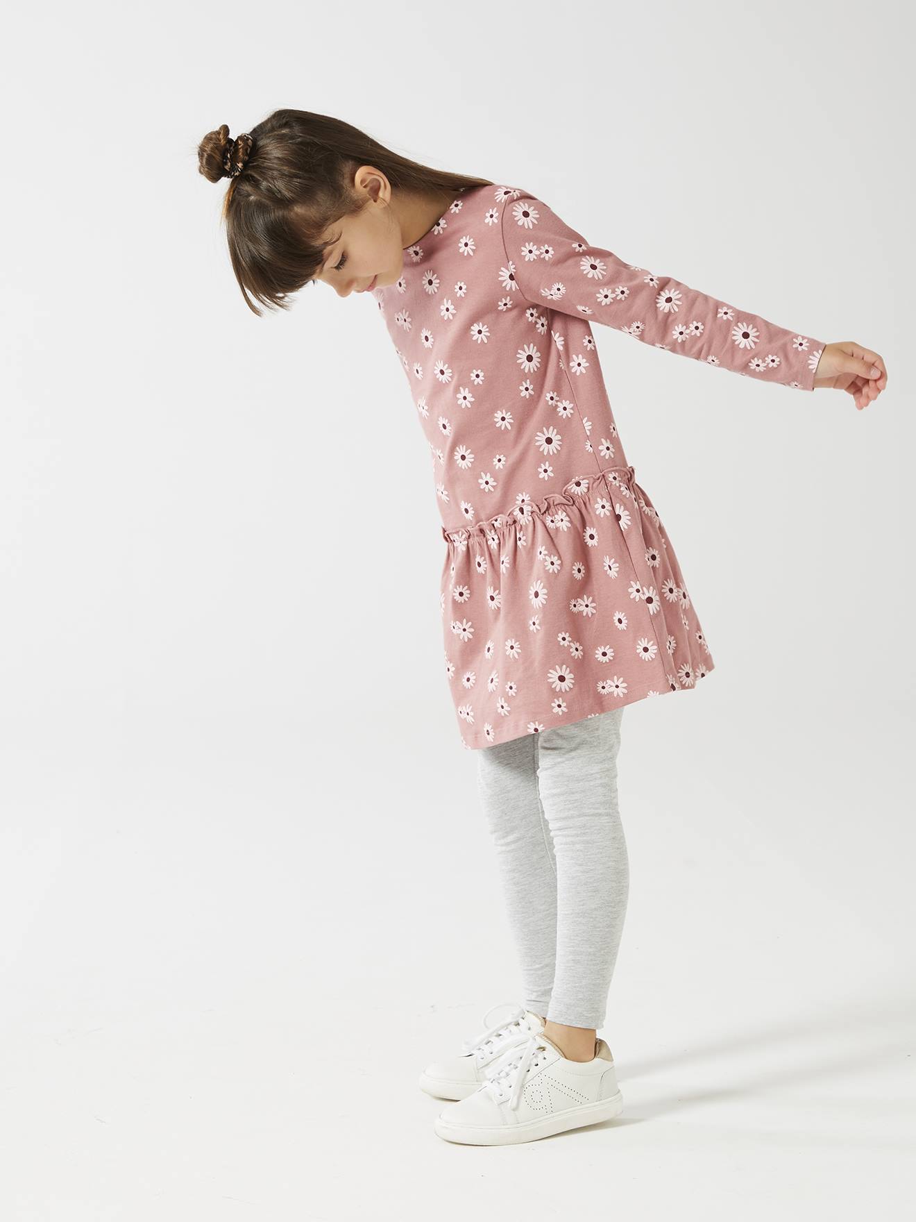 Vestido rosa estampado para meninas