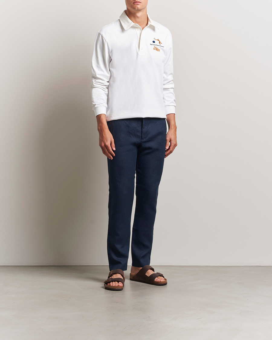 NN07 Theo Linen Trousers Navy Blue