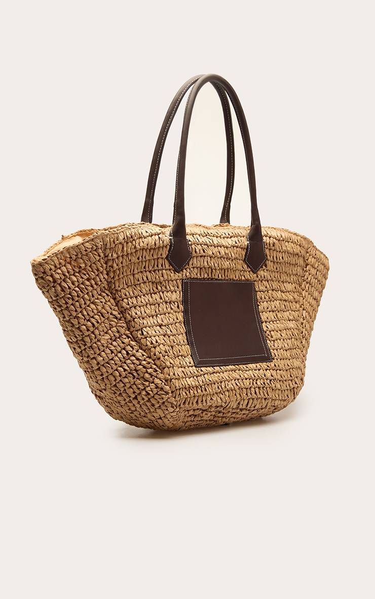 Naturel Sac De Plage En Raphia Avec Poche Détail