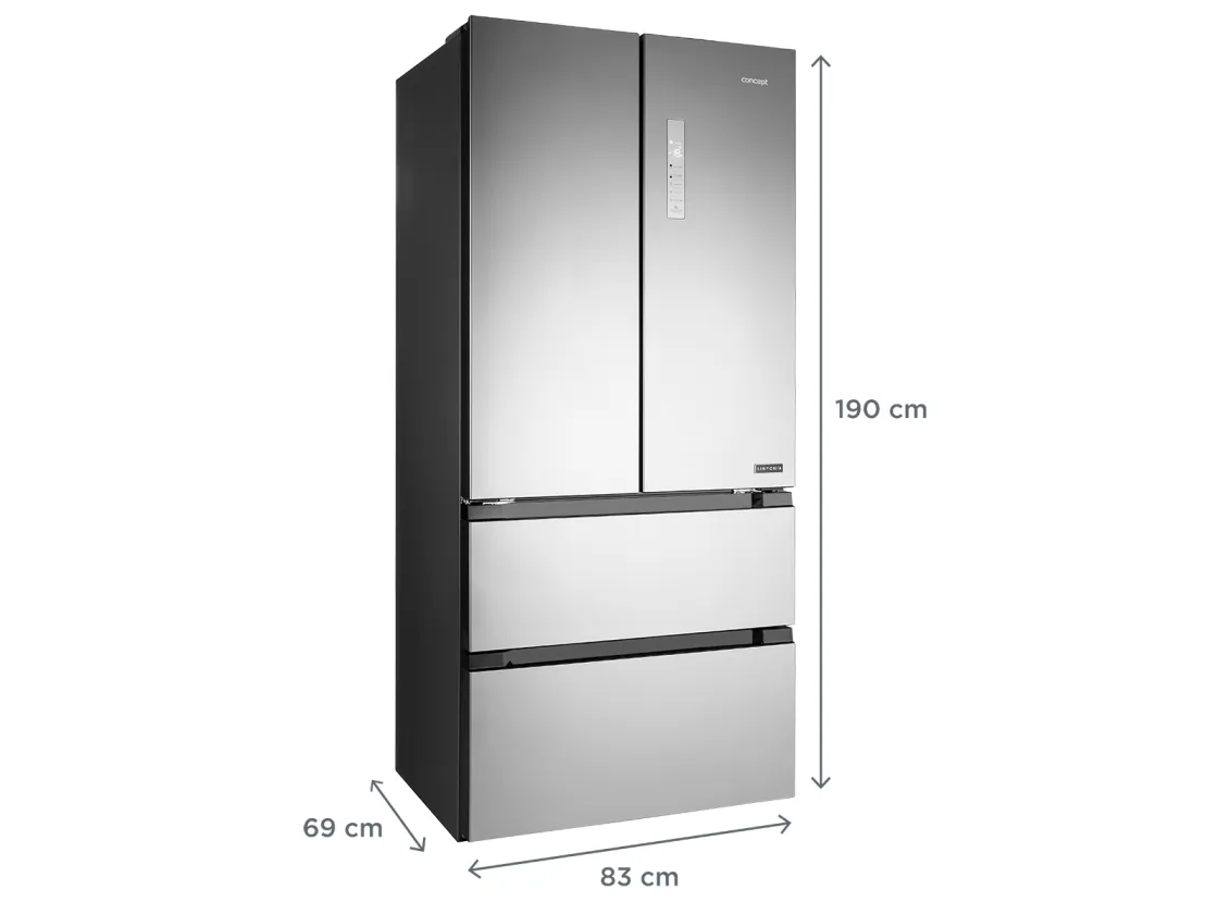 Concept LA6983SS, Fritstående, Fransk dør, Grå, Berøring, Rustfrit stål, 500 L
