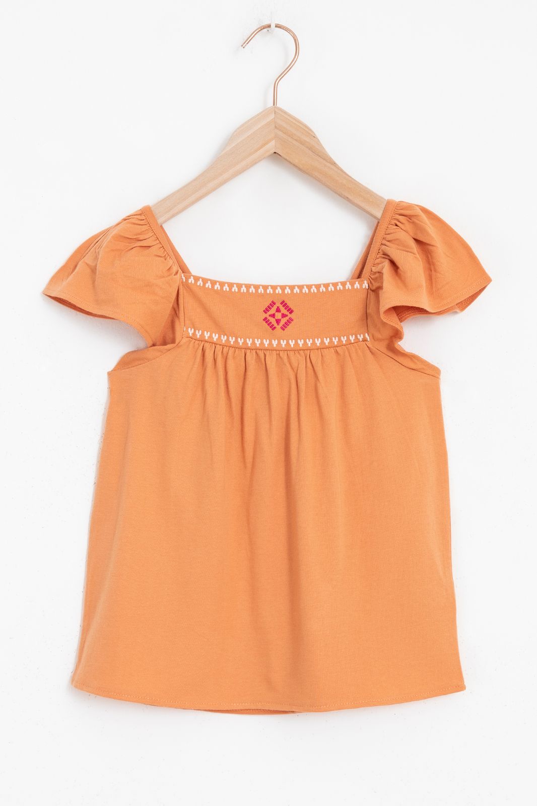 Oranje top met ruffles