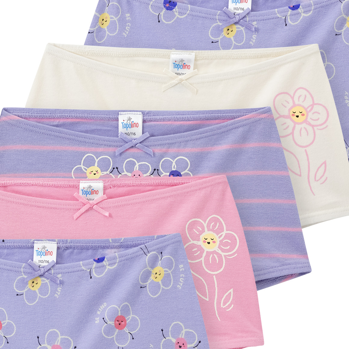 Topolino 5 Mädchen Pantys mit Blümchen-Print helllila / creme / rosa