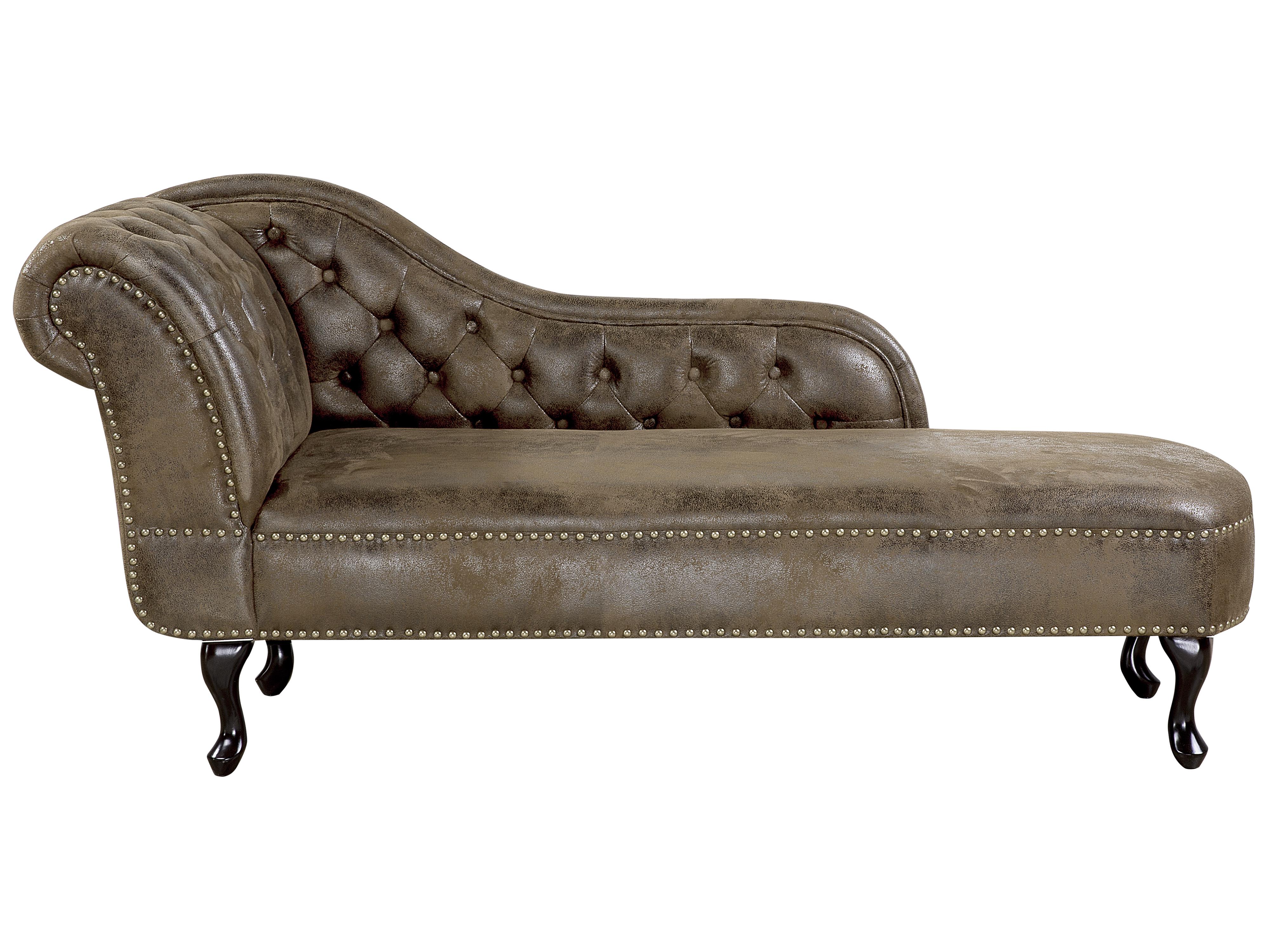 Linkszijdige chaise longue NIMES Kunstsuède Donkerbruin