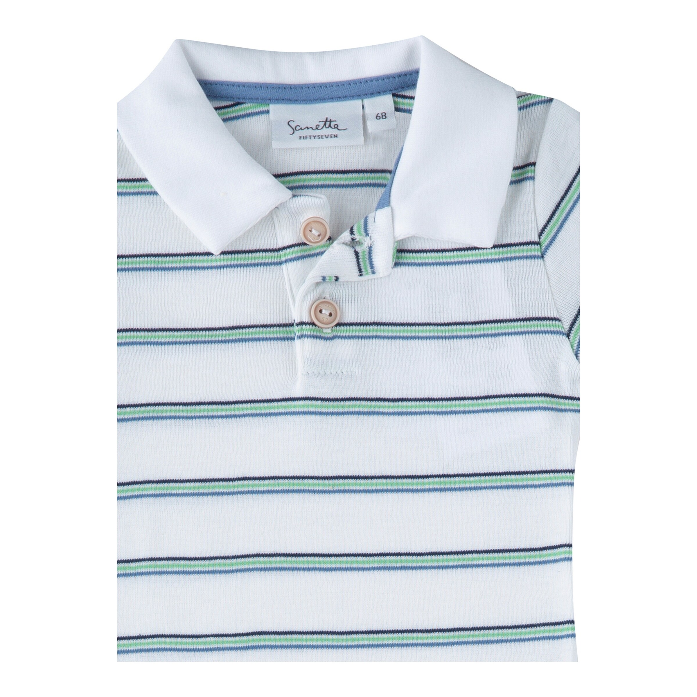 Sanetta Fiftyseven Polo-Body kurzarm Streifen natur/hellgrün/marine