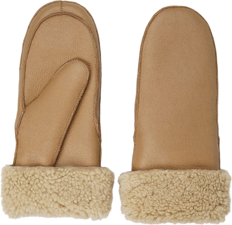 Lovelies VINSON - MITTENS - SHEEP SKIN WITH CURLY SHEARLING AROUND TH Almond / champagn