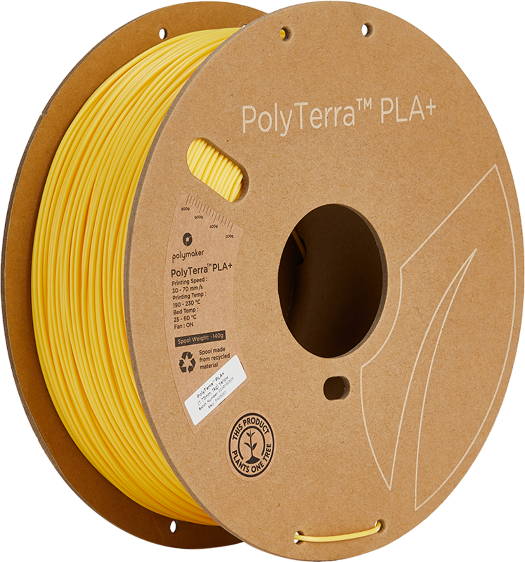 Polymaker  PolyTerra PLA+ Yellow, 1,75 mm / 1000 g    Filament mit Nachhaltigkeit im Fokus