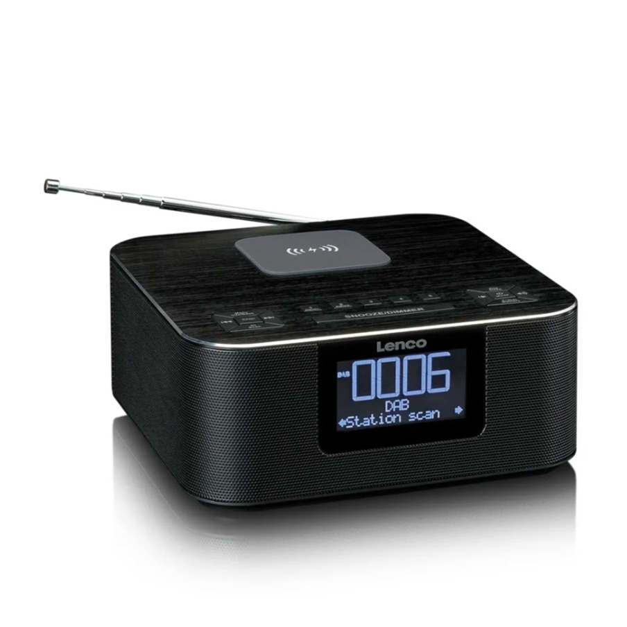 Digitaler Radio Wecker Uhrenradio mit DAB  / FM / Bluetooth / Kabelloser Ladefunktion (CR-650BK) - Schwarz