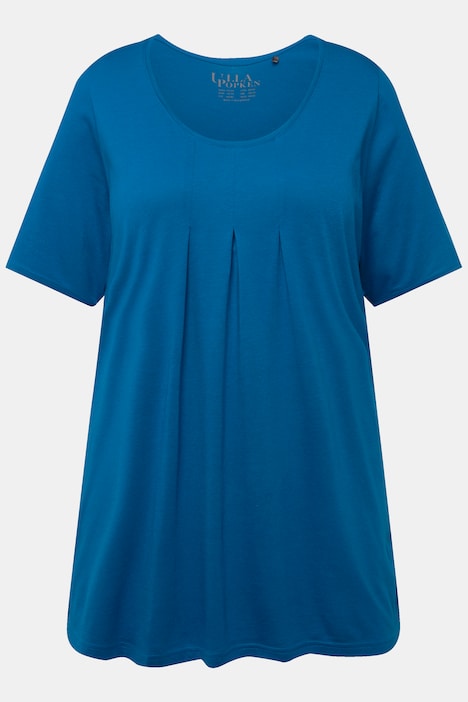 T-Shirt, Zierfalten, A-Linie, Rundhals, Halbarm, Modal
