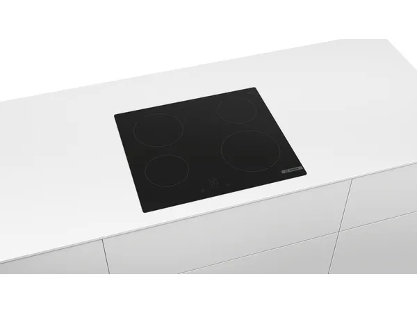 Bosch Serie | 4 PKE611BA2E - Keramisk kogeplade - 4 plader - Niche - bredde: 56 cm - dybde: 49 cm - rammeløs - sort
