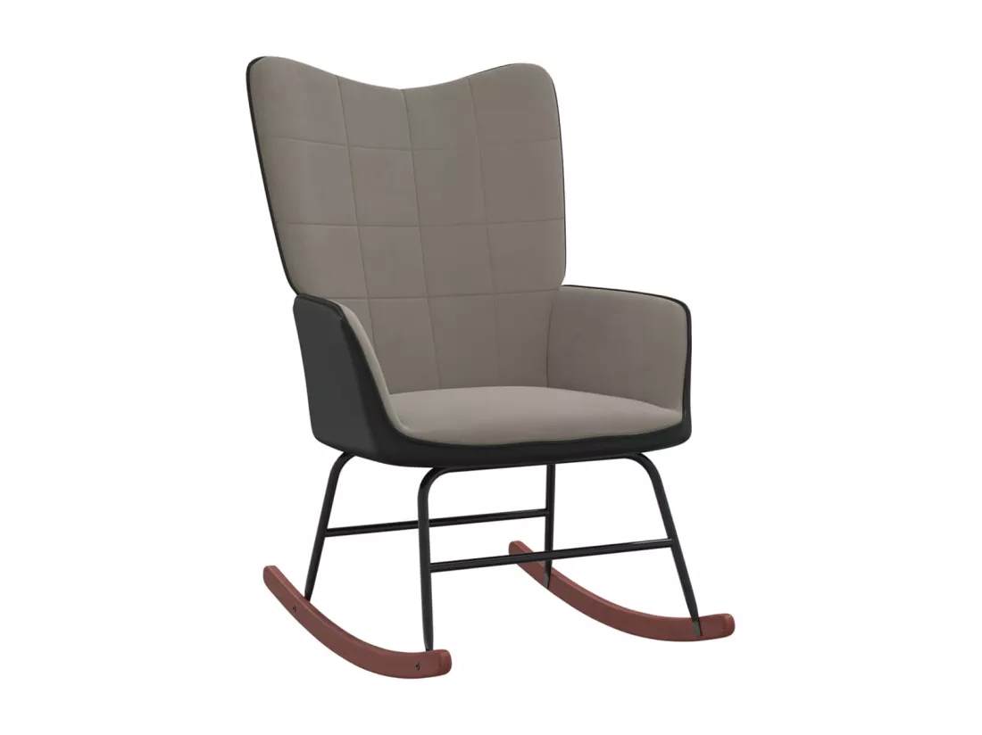 Chaise à bascule avec repose-pied Gris clair Velours et PVC