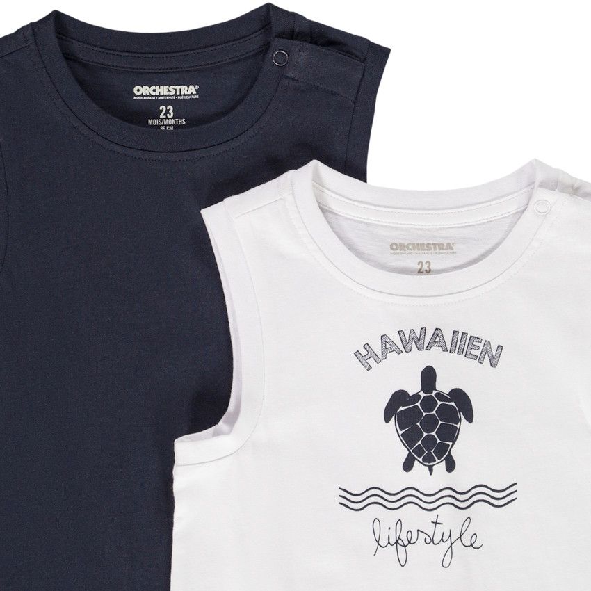 Lot de 2 débardeurs fantaisie pour bébé garçon - Blanc