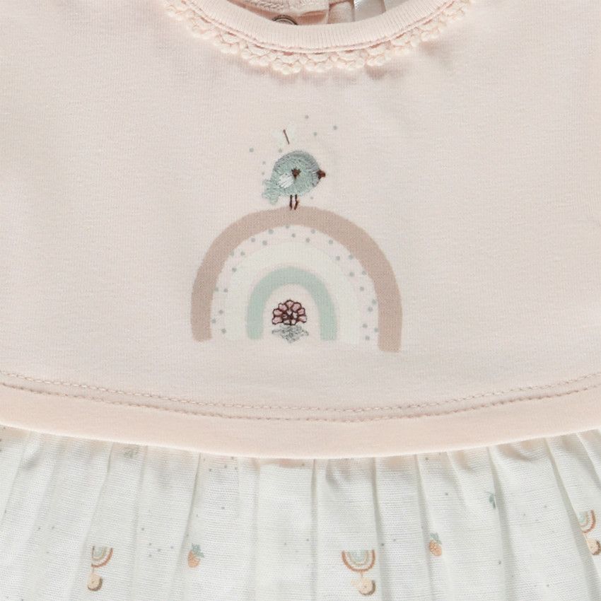 Robe effet 2 en 1 imprimé arcs-en-ciel pour bébé fille - Rose