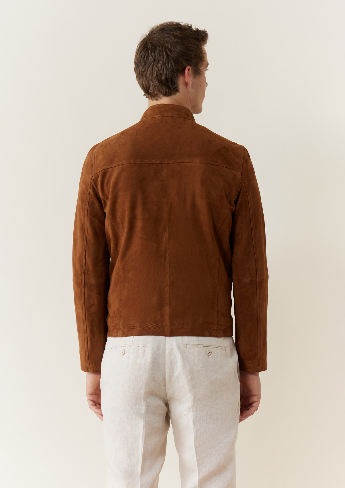 Blouson en cuir nubuck cognac