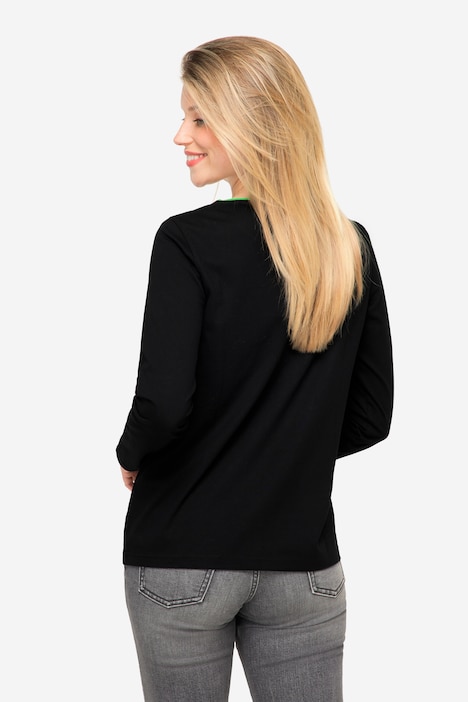 T-Shirt, Regular Fit, Statement Print, Rundhals, Langarm, OEKO-TEX