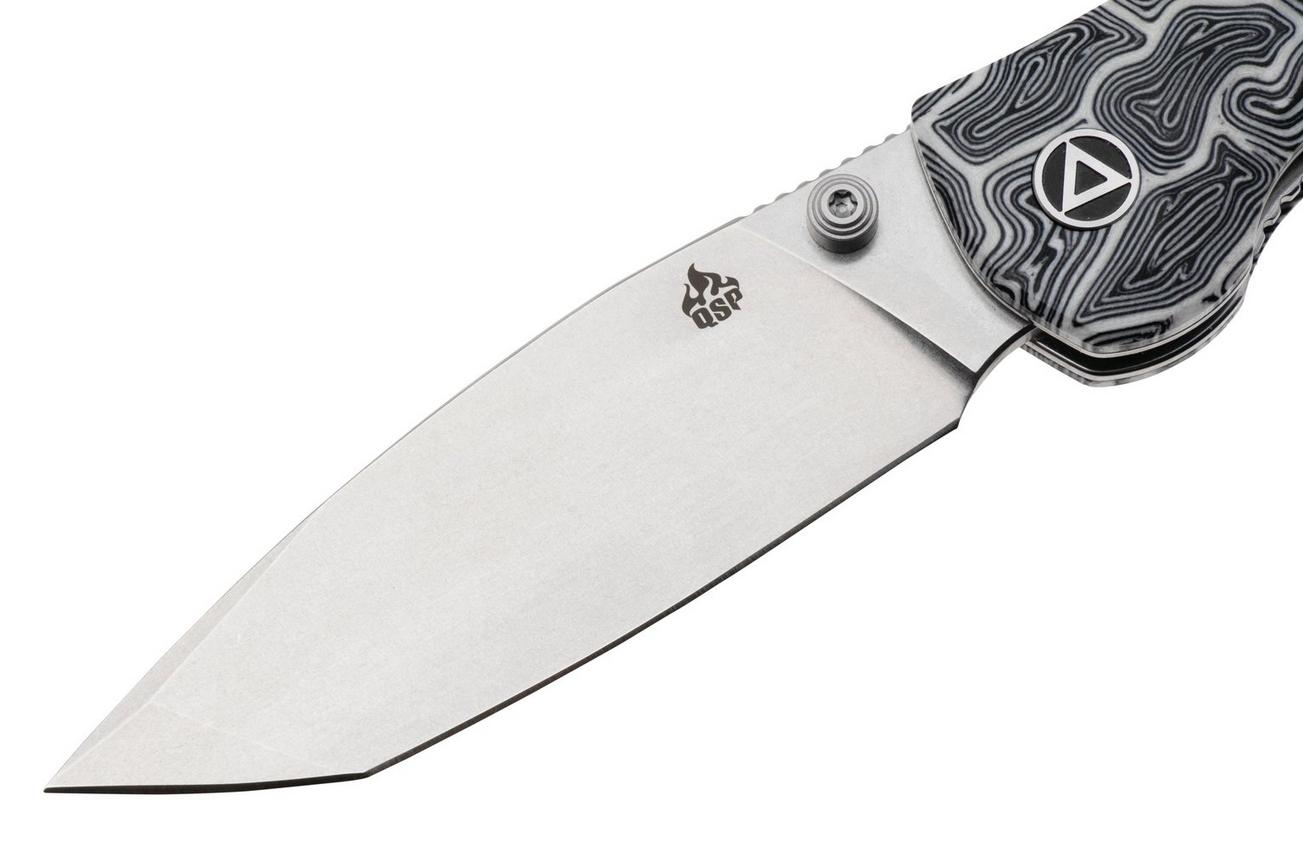 QSP Knife Turtle Punk QS158-B1 Stonewashed 14C28N Black White G10, zakmes, Keanu Alfaro design