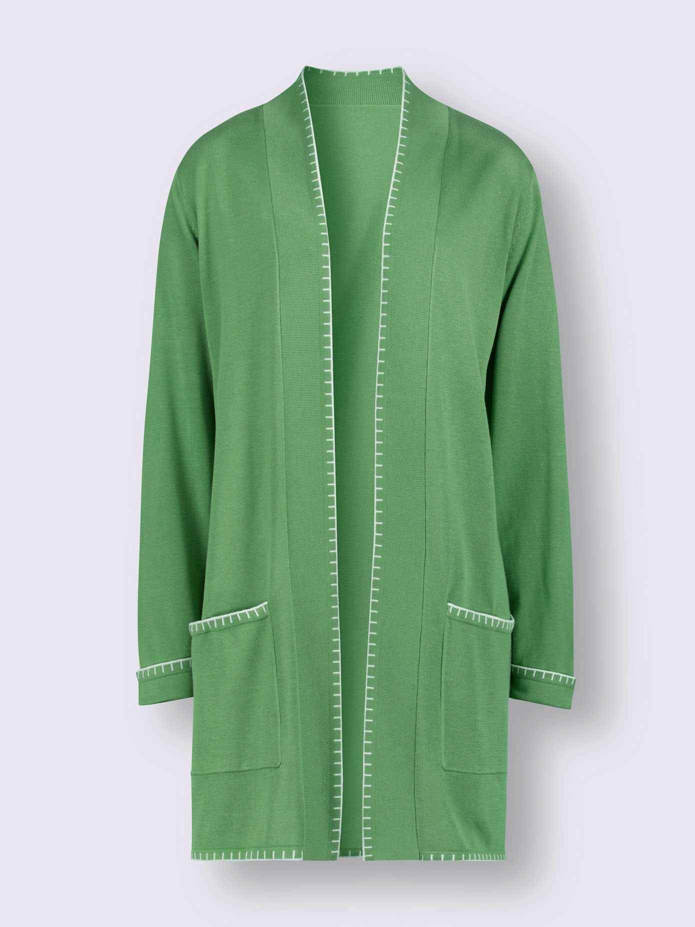 Veste longue en tricot mélange doux de viscose et de coton