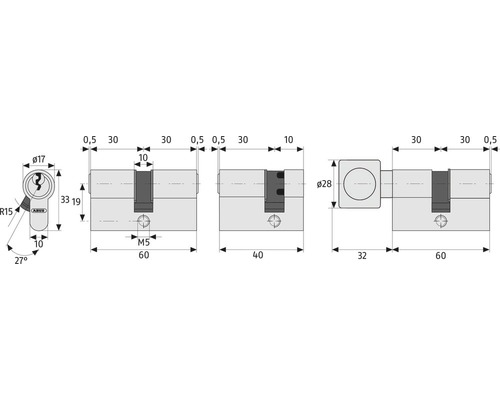 Profielcilinder E30NP Abus 28/34 mm gelijksluitend