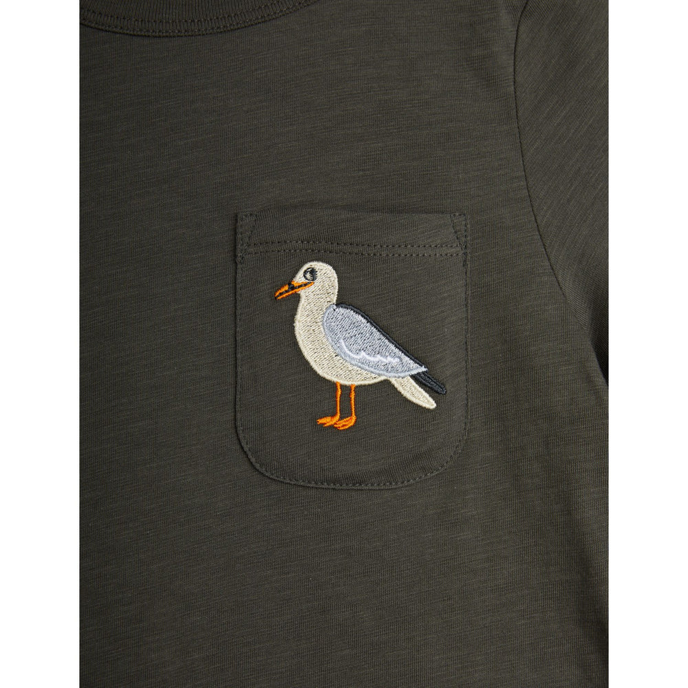 Køb Mini Rodini Black Seagull Embroidery T-Shirt