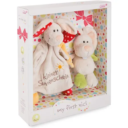 NICI Geschenkset für Babys & Kleinkinder – Schmusetuch & Schmusetier Hase Tilli 18cm