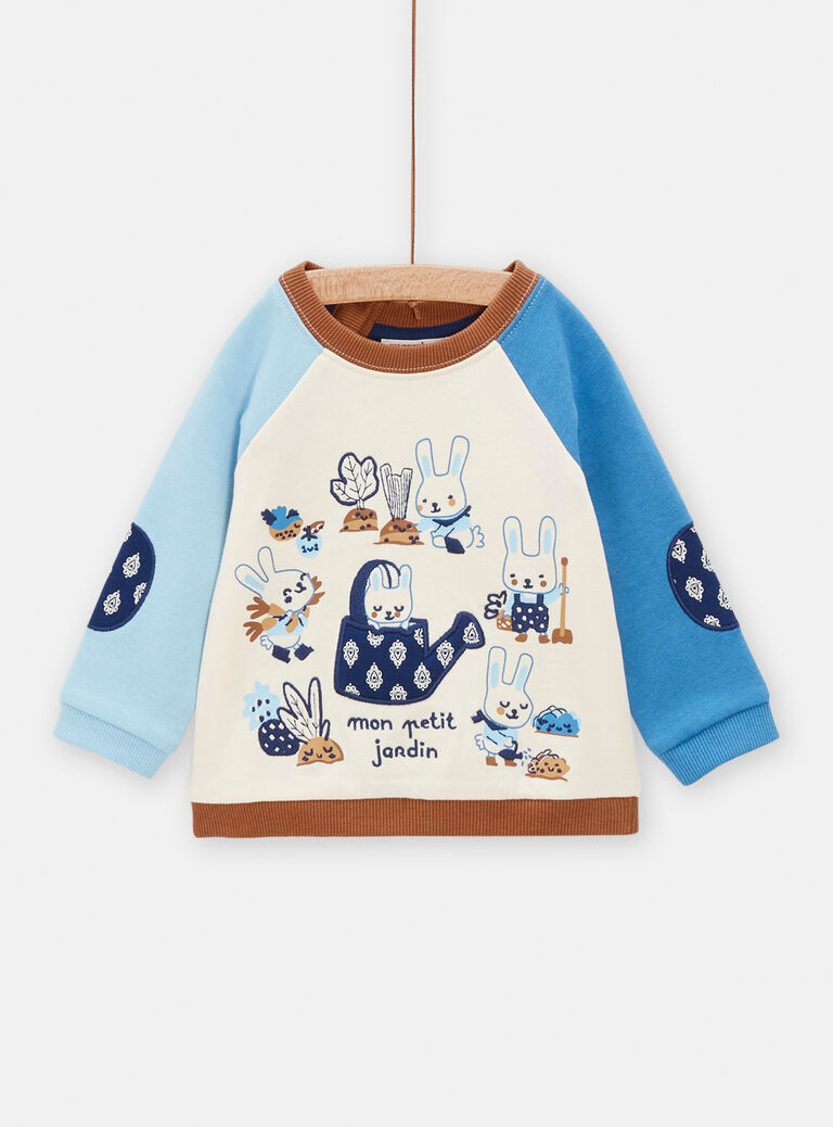 Sweat bleu avec imprimé fantaisie pour bébé garçon
